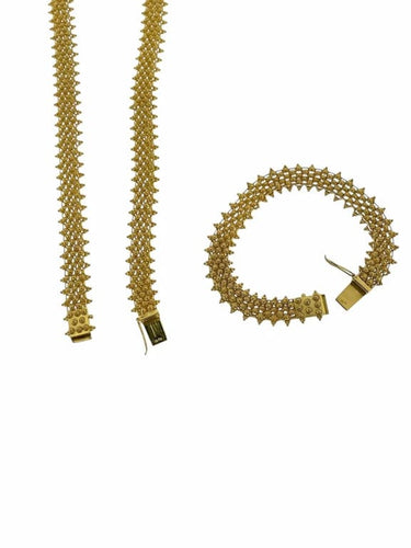 Lot portugais - Bracelet et collier en or jaune 19 carats 58 Facettes