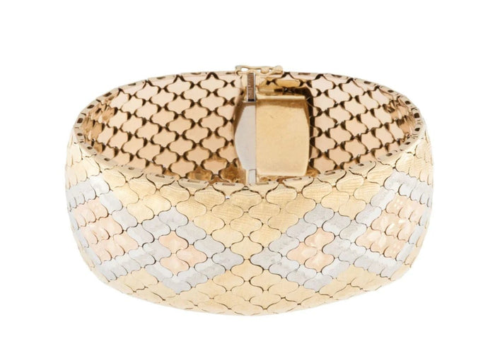 Bracelet Bracelet manchette Art déco en or 18 carats tricolore 58 Facettes