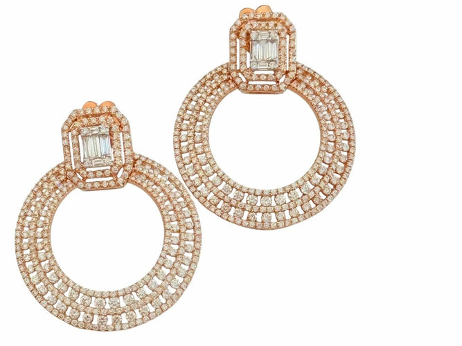 Boucles d'oreilles Boucles d'oreilles italiennes en or rose et diamants 58 Facettes