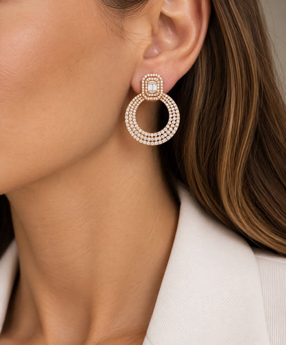 Boucles d'oreilles Boucles d'oreilles italiennes en or rose et diamants 58 Facettes