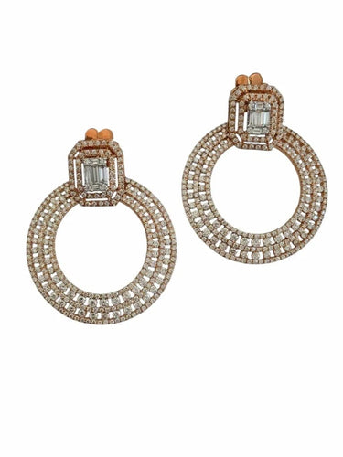 Boucles d'oreilles Boucles d'oreilles italiennes en or rose et diamants 58 Facettes