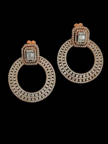 Boucles d'oreilles Boucles d'oreilles italiennes en or rose et diamants 58 Facettes
