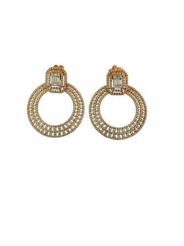 Boucles d'oreilles Boucles d'oreilles italiennes en or rose et diamants 58 Facettes