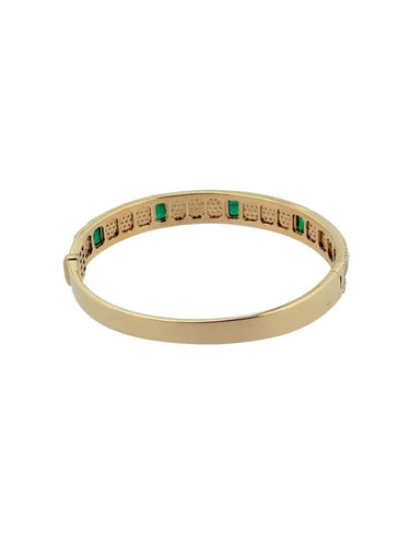 Bracelet Bracelet en or jaune avec diamants et émeraudes 58 Facettes