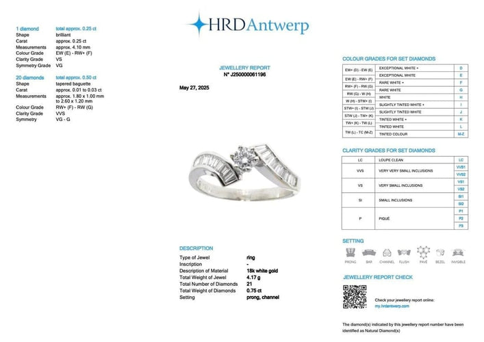 Bague 59 Bague italienne en or blanc 18 carats et diamants 58 Facettes