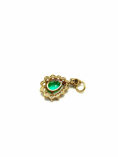 Pendentif Pendentif en or jaune 18k avec émeraude et diamants naturels 58 Facettes