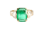 Bague 57 Bague émeraude 3 ct et diamants taille cœur en or jaune 14 carats 58 Facettes