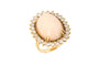 Bague 50 Bague pompadour en or jaune 750 au corail et diamants 58 Facettes