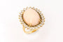 Bague 50 Bague pompadour en or jaune 750 au corail et diamants 58 Facettes
