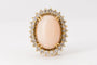 Bague 50 Bague pompadour en or jaune 750 au corail et diamants 58 Facettes