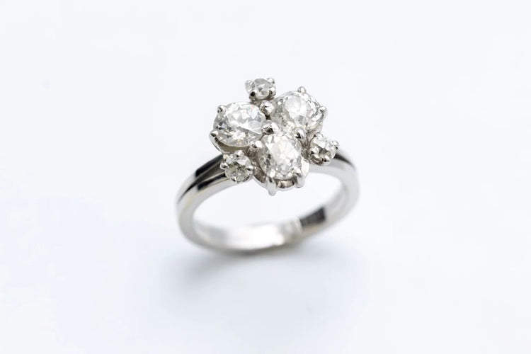 Bague 53 Bague en platine et or blanc avec diamants taille ancienne 58 Facettes