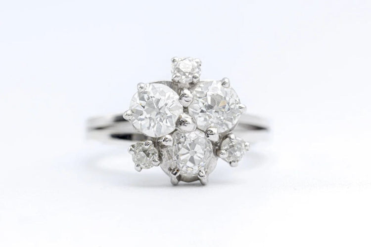 Bague 53 Bague en platine et or blanc avec diamants taille ancienne 58 Facettes