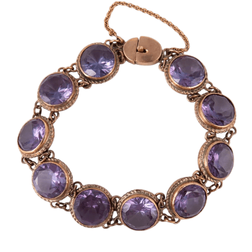 Bracelet Bracelet ligne de pierres en or jaune 14 ct et améthystes 58 Facettes 1