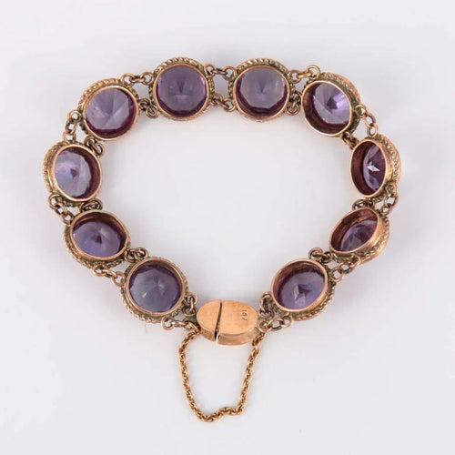 Bracelet Bracelet ligne de pierres en or jaune 14 ct et améthystes 58 Facettes 1