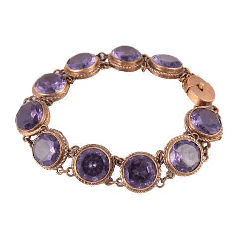 Bracelet Bracelet ligne de pierres en or jaune 14 ct et améthystes 58 Facettes 1