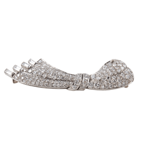 Broche Broche nœud en platine et diamants 58 Facettes 1