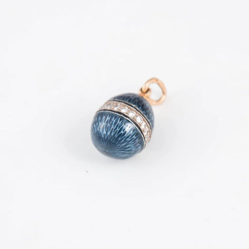 Pendentif Pendentif œuf émaillé en or rose 14 ct et diamants 58 Facettes 1