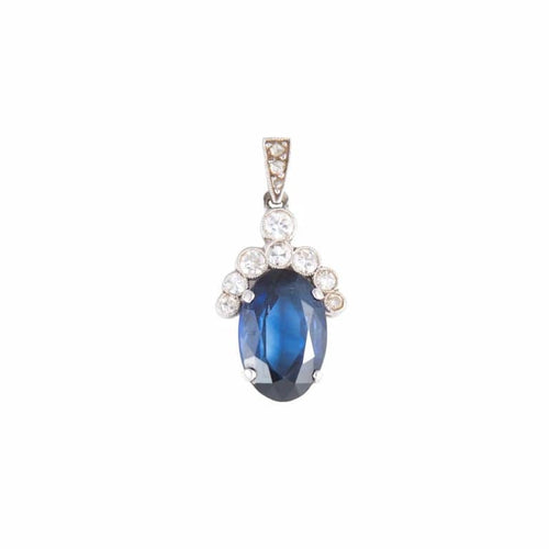 Pendentif Pendentif saphir et diamants en platine et or blanc 18 ct 58 Facettes