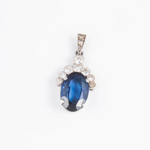 Pendentif Pendentif saphir et diamants en platine et or blanc 18 ct 58 Facettes