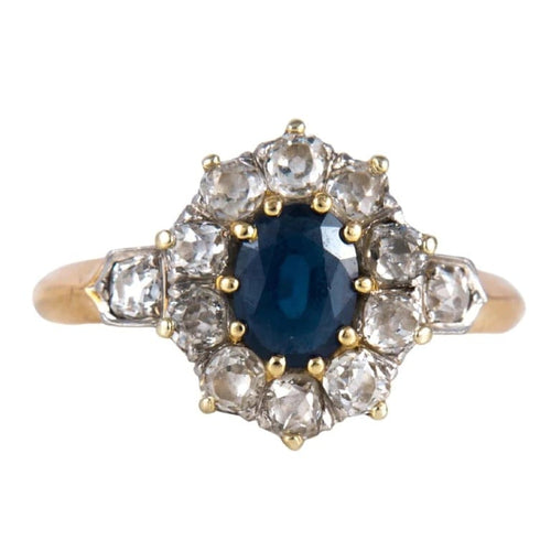 Bague 55 Bague marguerite saphir et diamants en or 18 ct 58 Facettes 1