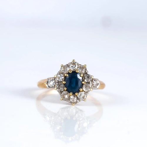 Bague 55 Bague marguerite saphir et diamants en or 18 ct 58 Facettes 1