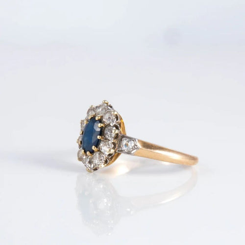 Bague 55 Bague marguerite saphir et diamants en or 18 ct 58 Facettes 1