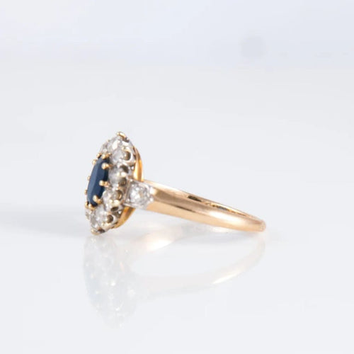 Bague 55 Bague marguerite saphir et diamants en or 18 ct 58 Facettes 1