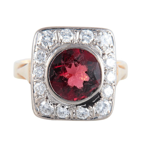 Bague 59 Bague grenat et diamants en or 14K 58 Facettes 220382