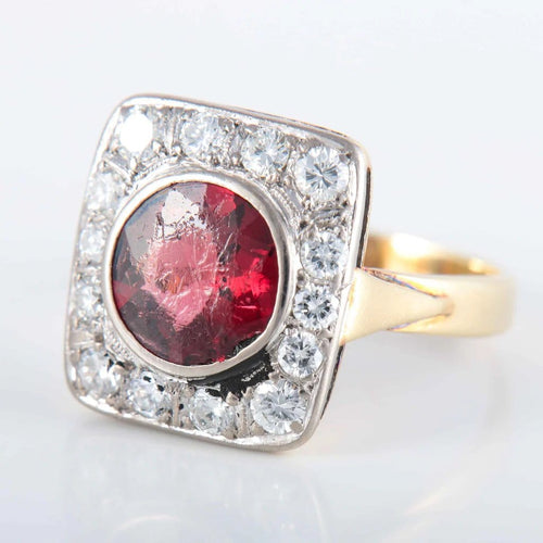 Bague 59 Bague grenat et diamants en or 14K 58 Facettes 220382