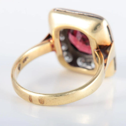 Bague 59 Bague grenat et diamants en or 14K 58 Facettes 220382