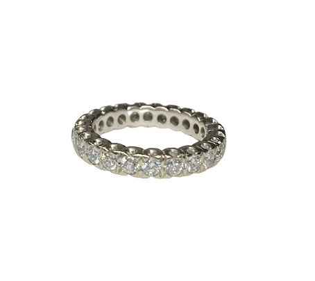 Bague 57 Alliance - Bague en or blanc 14K et diamants 58 Facettes