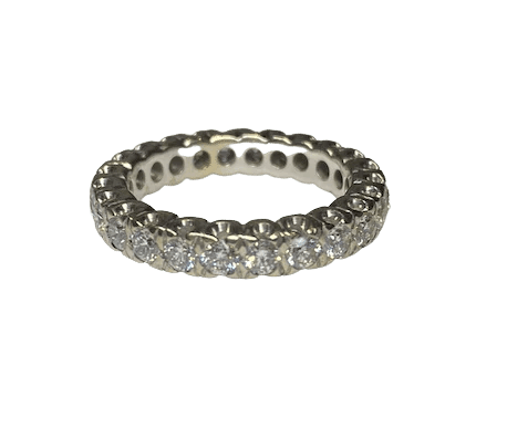 Bague 57 Alliance - Bague en or blanc 14K et diamants 58 Facettes