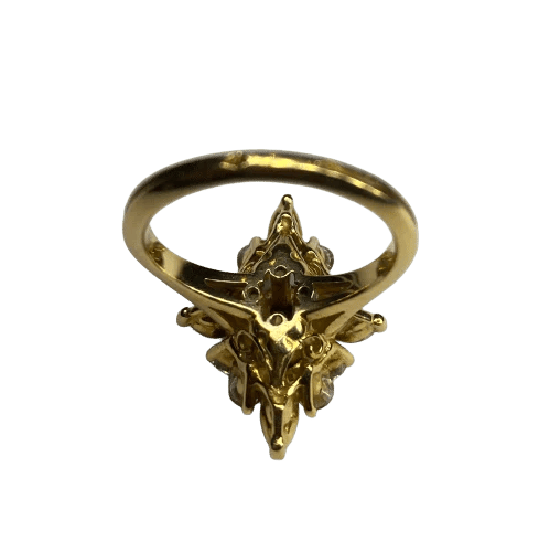 Bague 53 Bague marquise en or jaune 18K rubis et diamants 58 Facettes