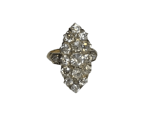 Bague 48 Bague marquise en or 18K et platine avec diamants 58 Facettes