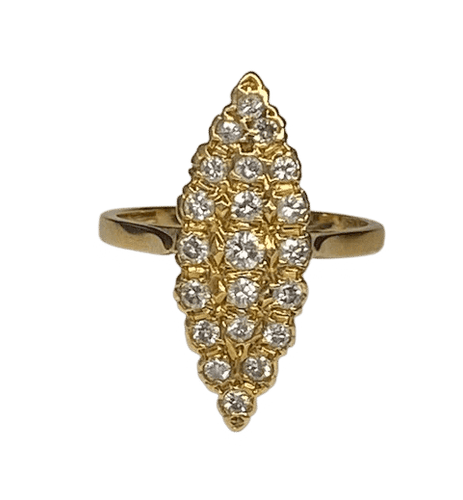 Bague 51 Bague marquise en or jaune 18k et diamants 58 Facettes