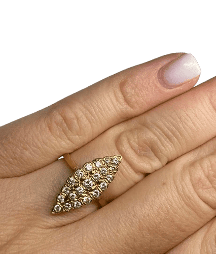 Bague 51 Bague marquise en or jaune 18k et diamants 58 Facettes