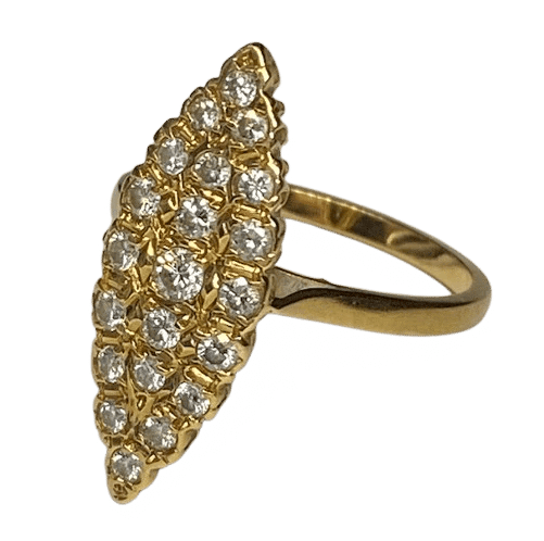 Bague 51 Bague marquise en or jaune 18k et diamants 58 Facettes