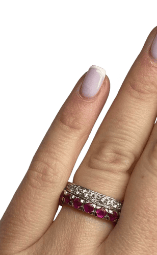 Bague 51 Bague amovible en or 18K avec diamants, rubis et saphirs 58 Facettes 240206