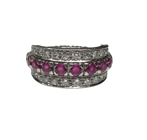 Bague 51 Bague amovible en or 18K avec diamants, rubis et saphirs 58 Facettes 240206