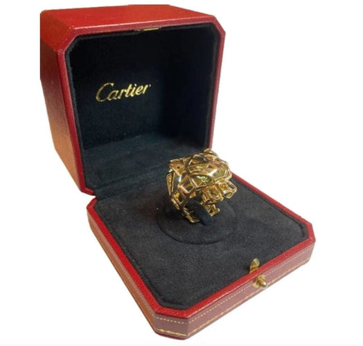 Bague 64 Cartier Panthère - Bague en or jaune 18K grenats tsavorites, onyx 58 Facettes 25076