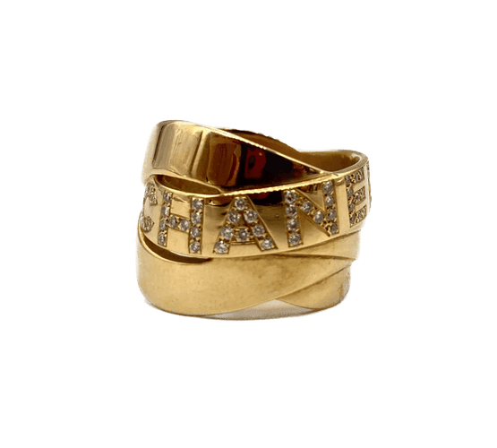 Bague 47 Chanel Ruban - Bague vintage en or jaune 18k et diamants 58 Facettes