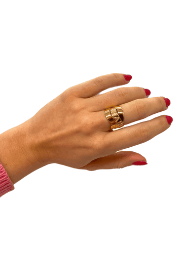 Bague 47 Chanel Ruban - Bague vintage en or jaune 18k et diamants 58 Facettes