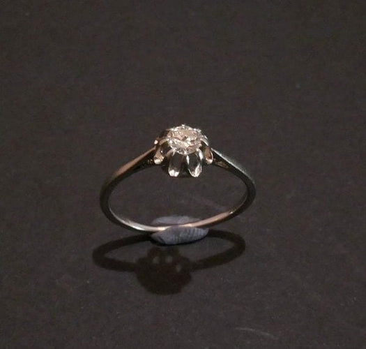 Bague 56 Solitaire - Bague en platine avec diamant taille brillant 58 Facettes 1061428