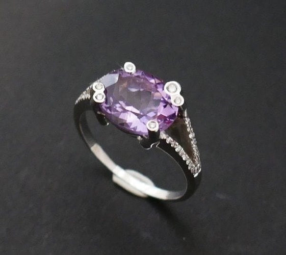 Bague 59 Bague améthyste et diamants en or blanc 18 carats 58 Facettes 1035125