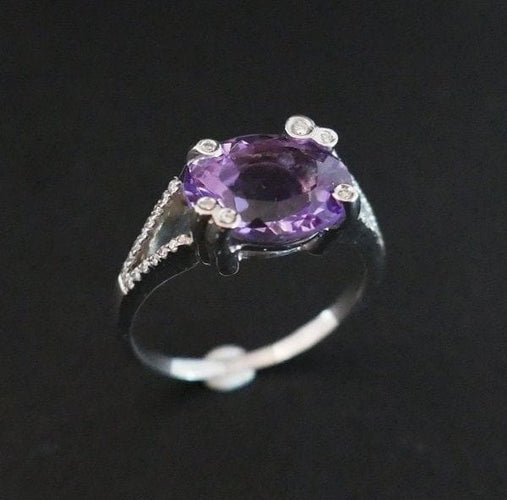 Bague 59 Bague améthyste et diamants en or blanc 18 carats 58 Facettes 1035125