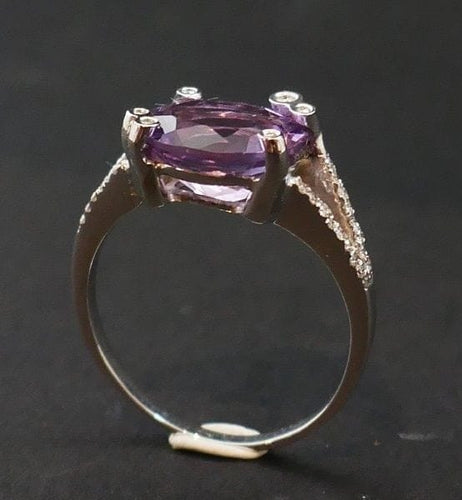 Bague 59 Bague améthyste et diamants en or blanc 18 carats 58 Facettes 1035125
