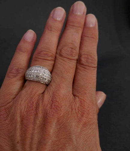 Bague 52 Bague pavée de diamants 1 carat en or blanc 18 carats 58 Facettes 1002269