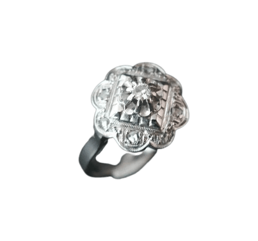 Bague 52 Bague Art déco en or et platine avec diamants 58 Facettes 940184