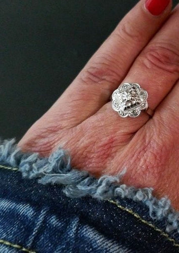 Bague 52 Bague Art déco en or et platine avec diamants 58 Facettes 940184