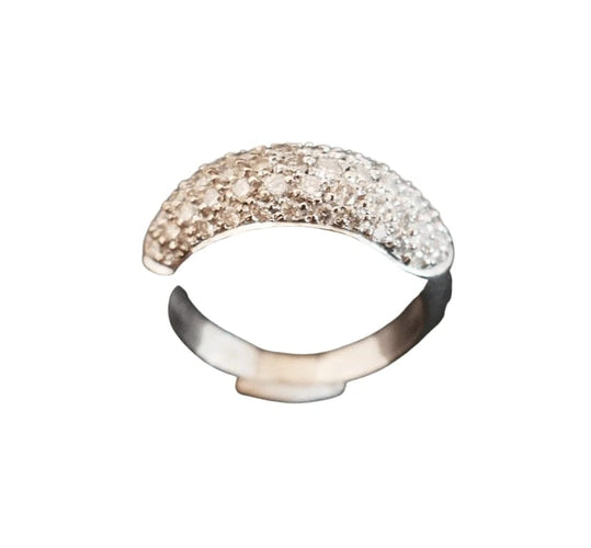 Bague 54.5 Bague pavée de diamants en or blanc 18 carats 58 Facettes